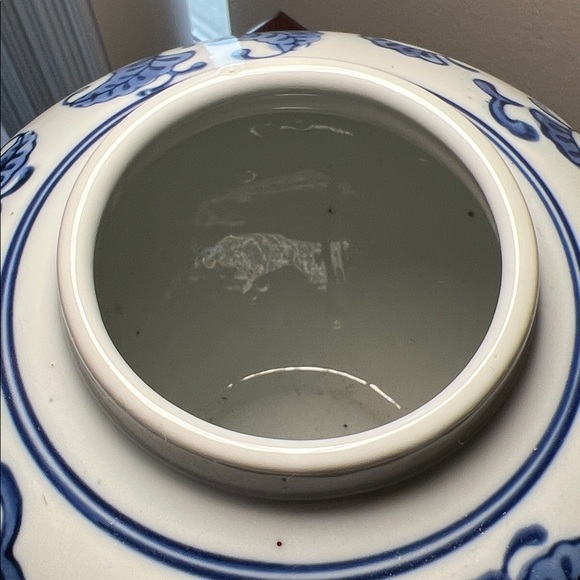 Vintage Blue & White Chinoiserie Double Happiness Tea Ginger Jar w/ Lid - Picture 11 of 11